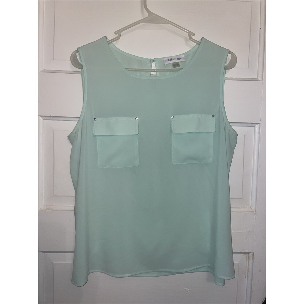 Calvin Klein Mint Green Sleeveless Large Blouse